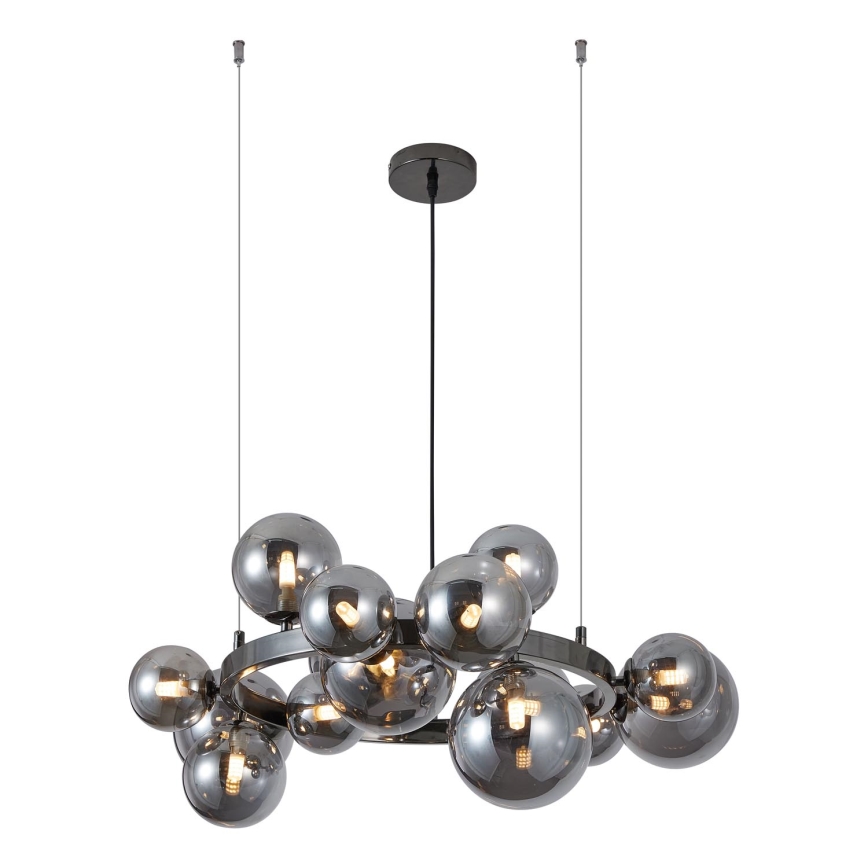 Wofi 5014-1505W - LED ljuskrona med textilsladd VILLA 15xG9/3W/230V svart