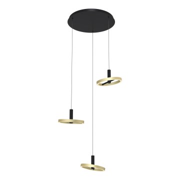 Wofi 5016-304 - LED ljusreglerad ljuskrona på textilsladd BREST LED/26W/230V svart/guld