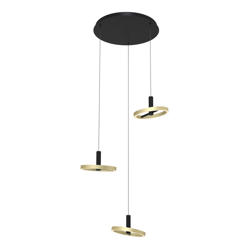 Wofi 5016-304 - LED ljusreglerad ljuskrona på textilsladd BREST LED/26W/230V svart/guld
