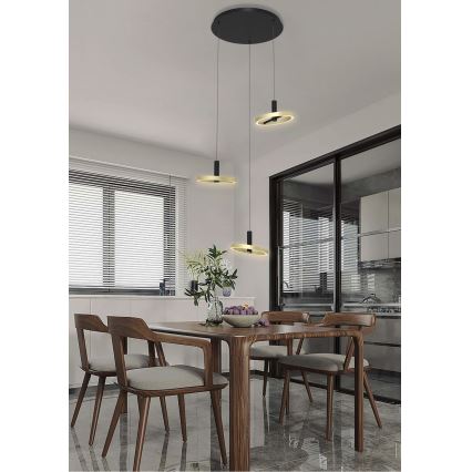 Wofi 5016-304 - LED ljusreglerad ljuskrona på textilsladd BREST LED/26W/230V svart/guld