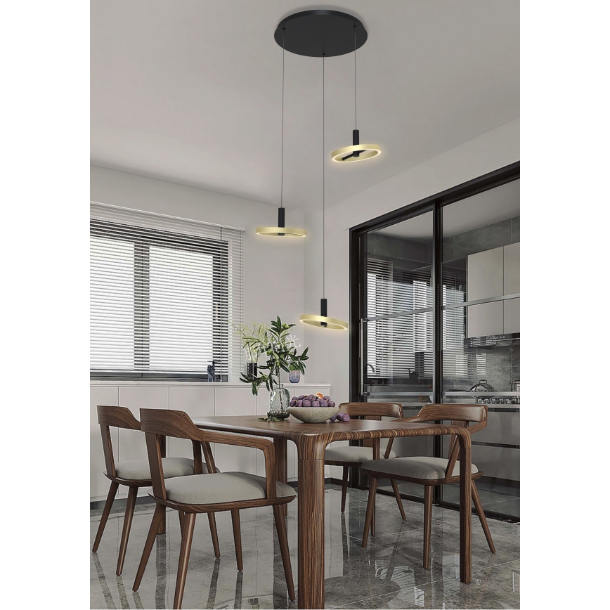 Wofi 5016-304 - LED ljusreglerad ljuskrona på textilsladd BREST LED/26W/230V svart/guld