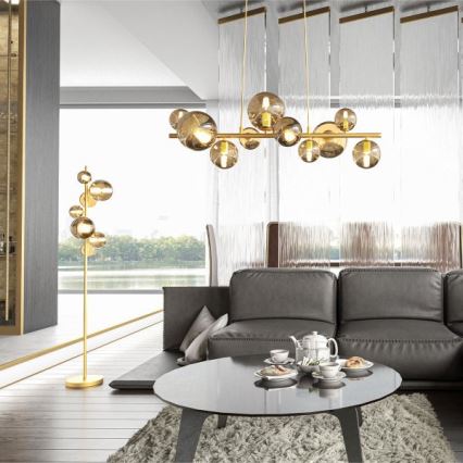 Wofi 6014.10.14.9000 - LED ljuskrona med textilsladd VILLA 10xG9/3W/230V guld