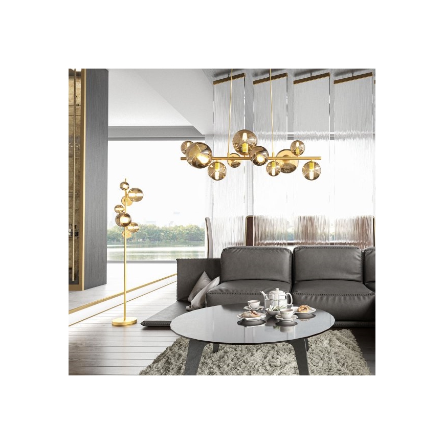 Wofi 6014.10.14.9000 - LED ljuskrona med textilsladd VILLA 10xG9/3W/230V guld