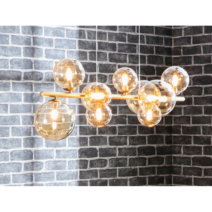Wofi 6014.10.14.9000 - LED ljuskrona med textilsladd VILLA 10xG9/3W/230V guld