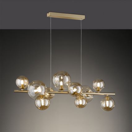 Wofi 6014.10.14.9000 - LED ljuskrona med textilsladd VILLA 10xG9/3W/230V guld