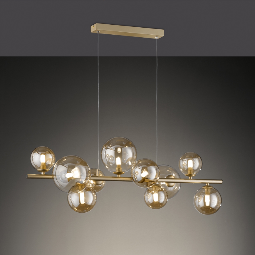 Wofi 6014.10.14.9000 - LED ljuskrona med textilsladd VILLA 10xG9/3W/230V guld