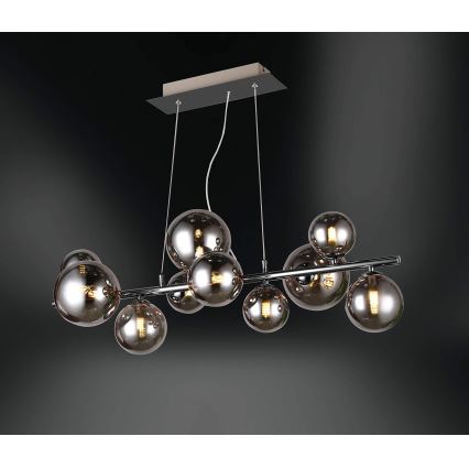 Wofi 6014.10.24.9000 - LED ljuskrona med textilsladd VILLA 10xG9/3W/230V svart/skinande krom