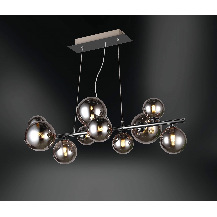 Wofi 6014.10.24.9000 - LED ljuskrona med textilsladd VILLA 10xG9/3W/230V svart/skinande krom