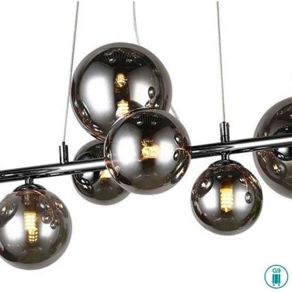 Wofi 6014.10.24.9000 - LED ljuskrona med textilsladd VILLA 10xG9/3W/230V svart/skinande krom