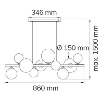 Wofi 6014.10.24.9000 - LED ljuskrona med textilsladd VILLA 10xG9/3W/230V svart/skinande krom