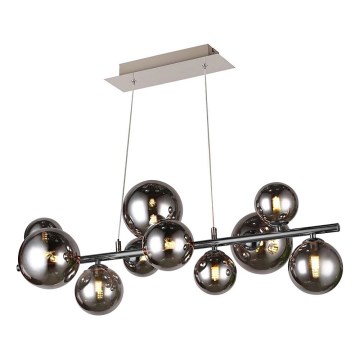 Wofi 6014.10.24.9000 - LED ljuskrona med textilsladd VILLA 10xG9/3W/230V svart/skinande krom