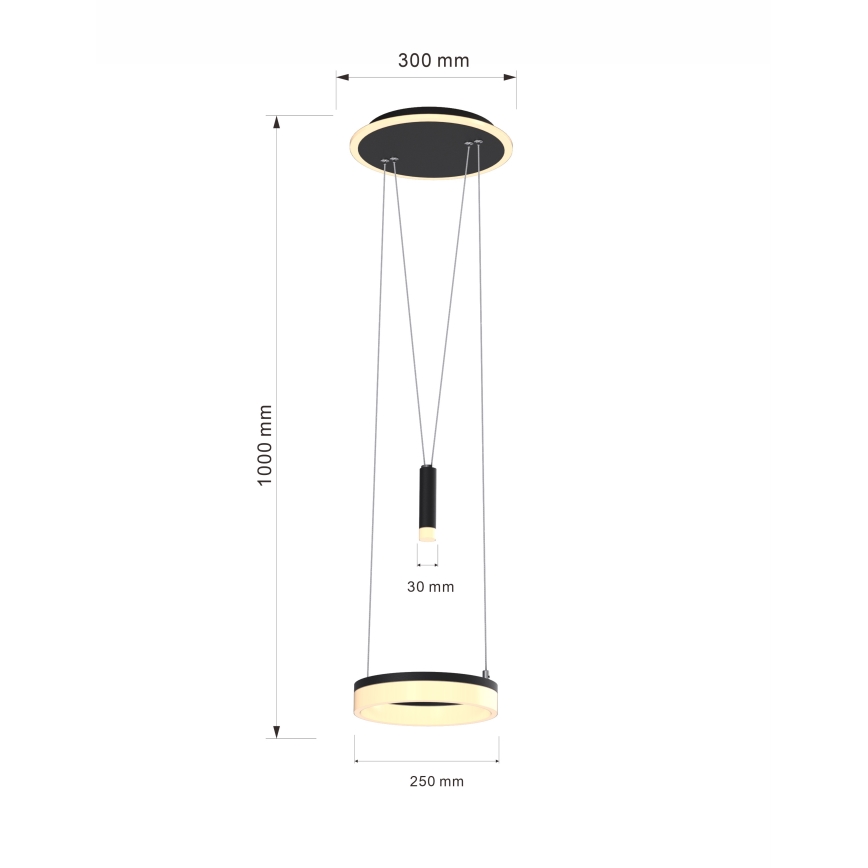 Wofi 6054-302 - LED ljusreglerad ljuskrona på textilsladd JESSE LED/15,5W/230V svart