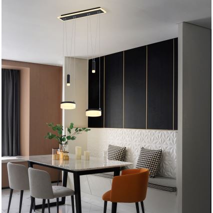 Wofi 6054-502 - LED ljusreglerad ljuskrona på textilsladd JESSE LED/21W/230V svart