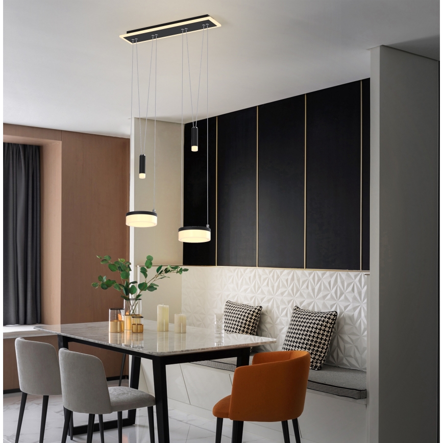 Wofi 6054-502 - LED ljusreglerad ljuskrona på textilsladd JESSE LED/21W/230V svart