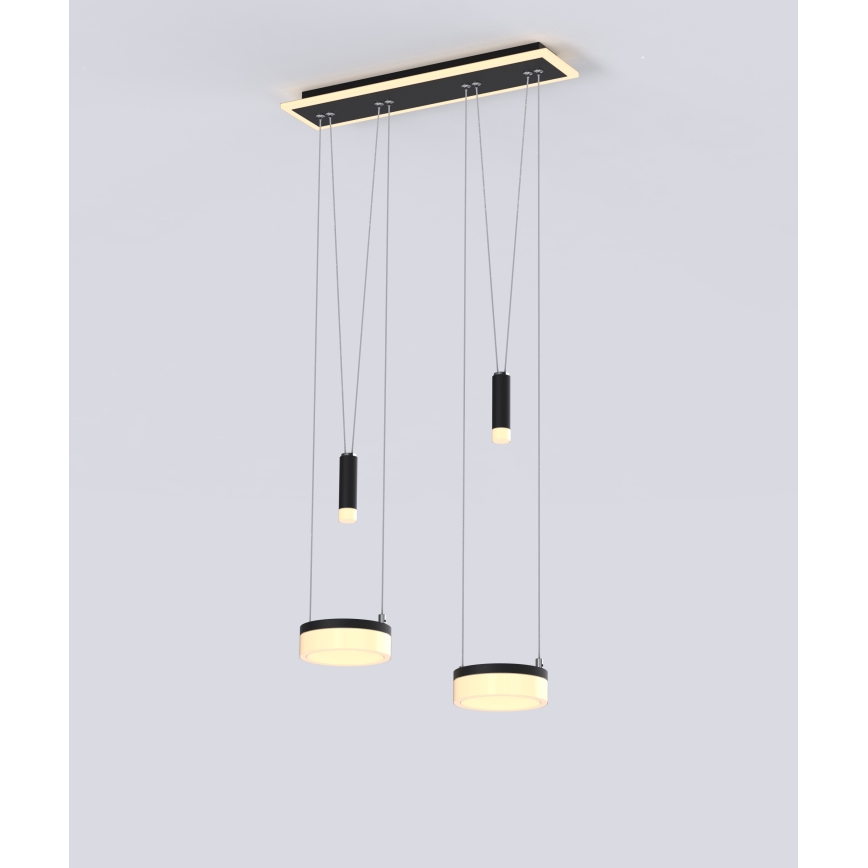Wofi 6054-502 - LED ljusreglerad ljuskrona på textilsladd JESSE LED/21W/230V svart