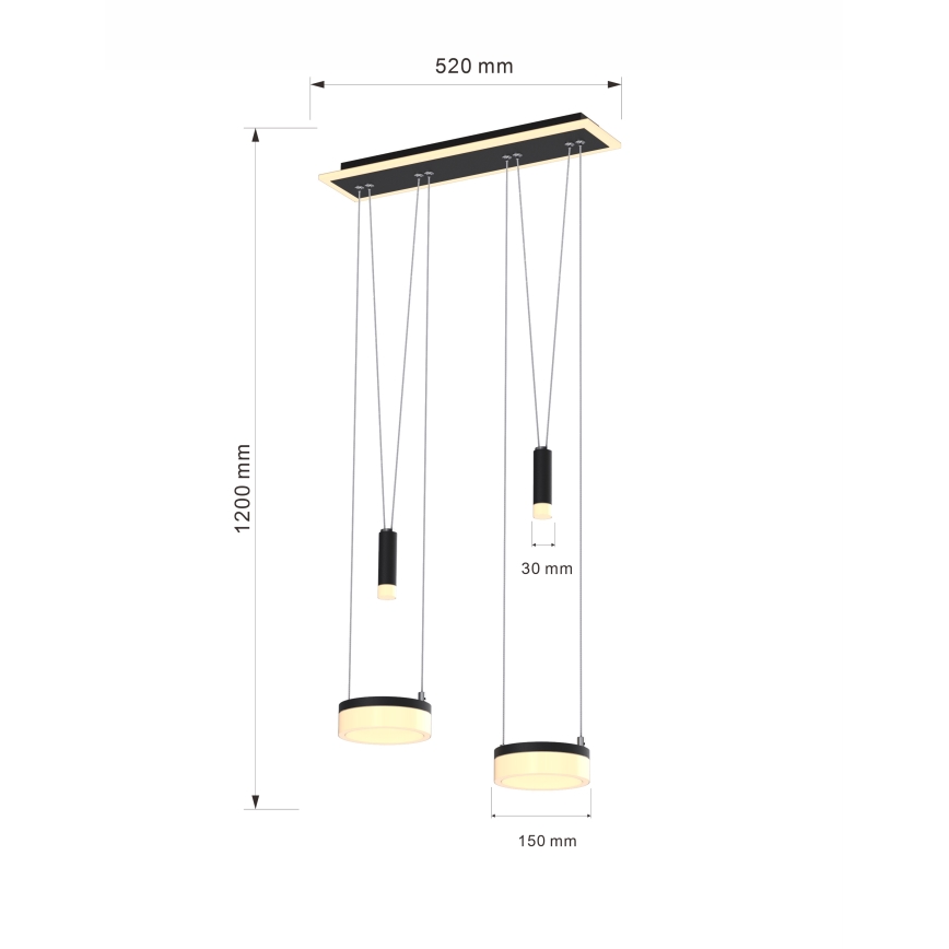 Wofi 6054-502 - LED ljusreglerad ljuskrona på textilsladd JESSE LED/21W/230V svart