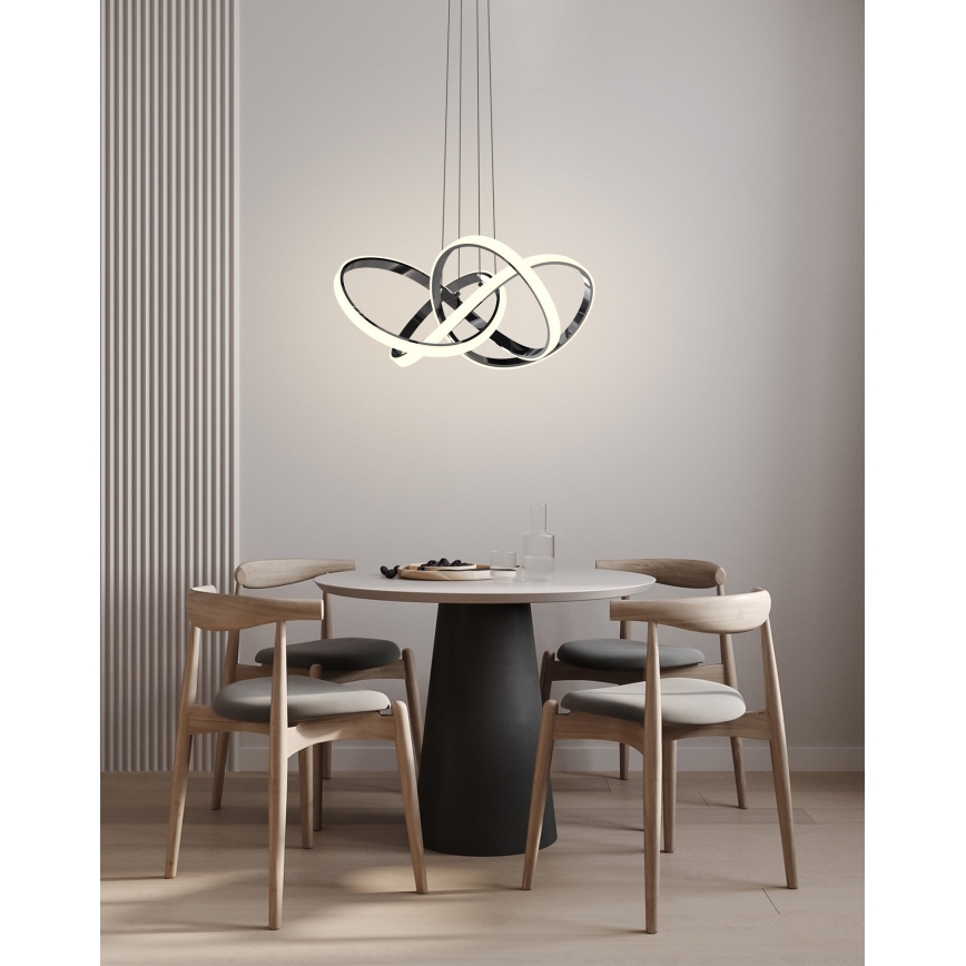 Wofi 6134-105L - LED ljusreglerad ljuskrona på textilsladd INDIGO LED/50W/230V svart/skinande krom