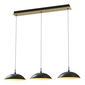 Wofi 7001-304 - LED ljusreglerad ljuskrona på textilsladd ROSCOFF LED/29W/230V svart/guld