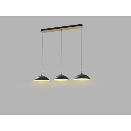 Wofi 7001-304 - LED ljusreglerad ljuskrona på textilsladd ROSCOFF LED/29W/230V svart/guld