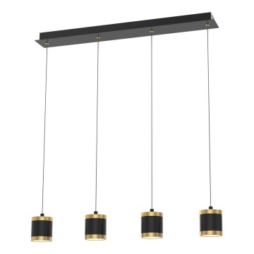 Wofi 7003-404 - LED ljusreglerad ljuskrona på textilsladd TOULOUSE LED/34W/230V svart/guld