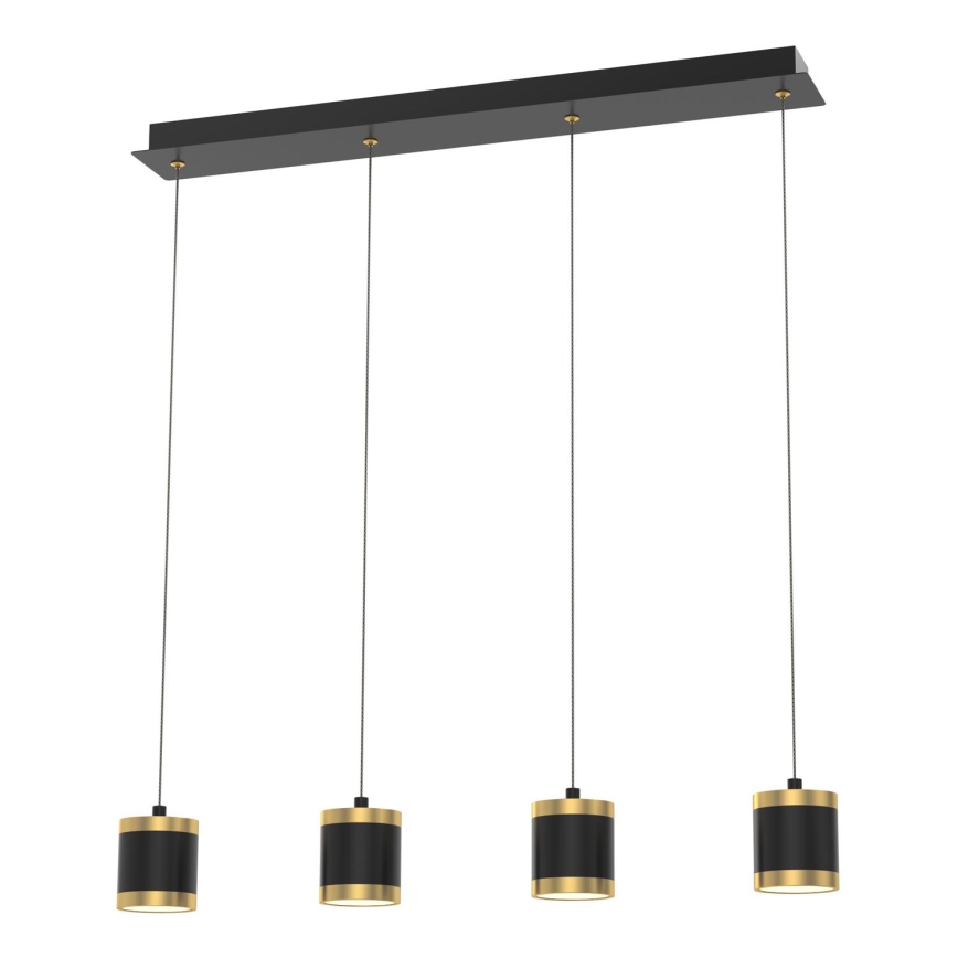 Wofi 7003-404 - LED ljusreglerad ljuskrona på textilsladd TOULOUSE LED/34W/230V svart/guld