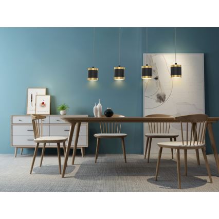 Wofi 7003-404 - LED ljusreglerad ljuskrona på textilsladd TOULOUSE LED/34W/230V svart/guld
