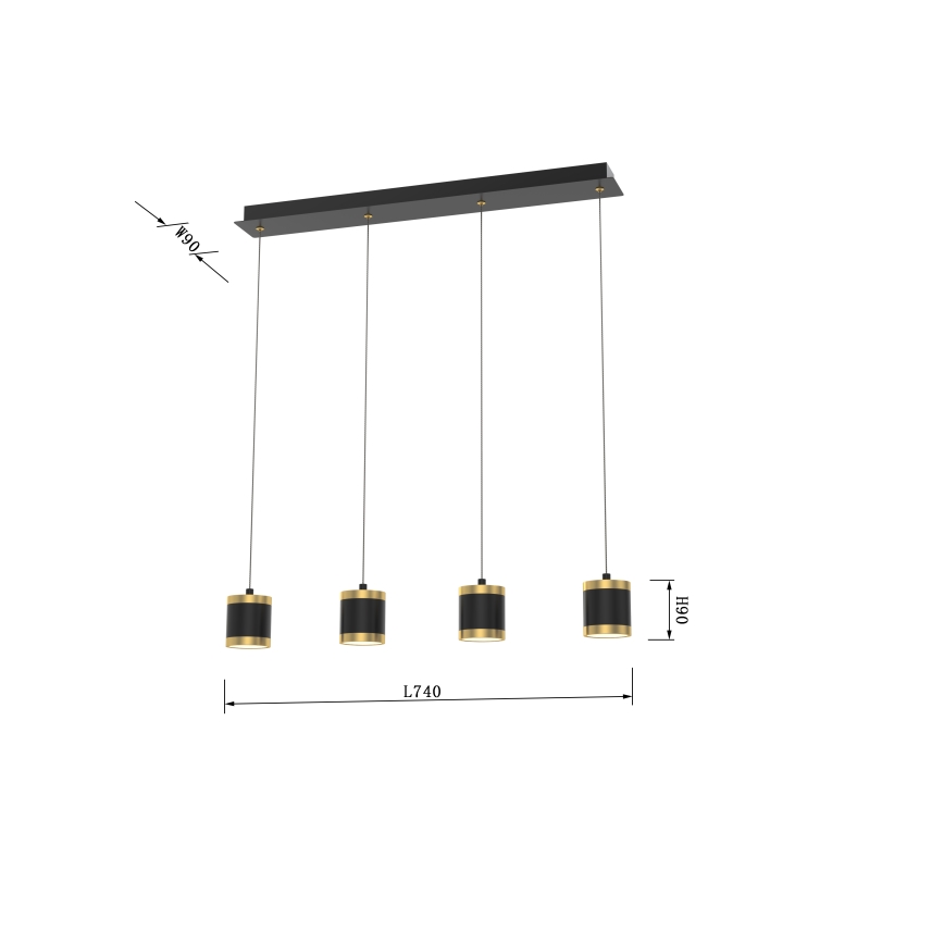 Wofi 7003-404 - LED ljusreglerad ljuskrona på textilsladd TOULOUSE LED/34W/230V svart/guld