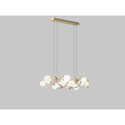 Wofi 7014-1401 - LED ljuskrona med textilsladd NANCY 14xG9/3,5W/230V guld/vit