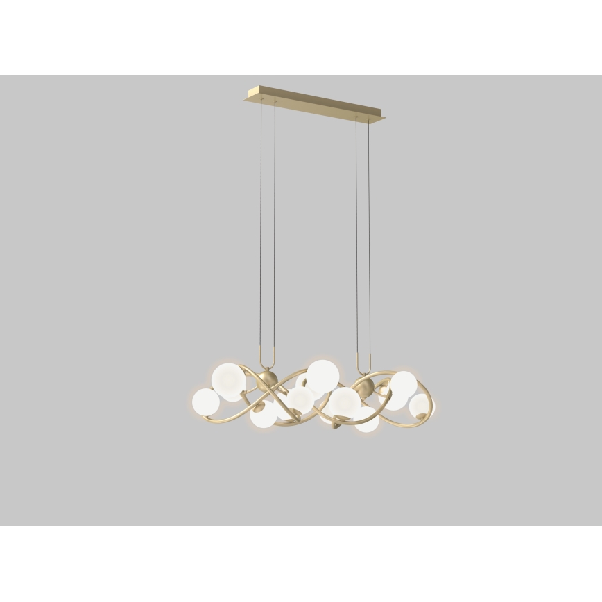 Wofi 7014-1401 - LED ljuskrona med textilsladd NANCY 14xG9/3,5W/230V guld/vit