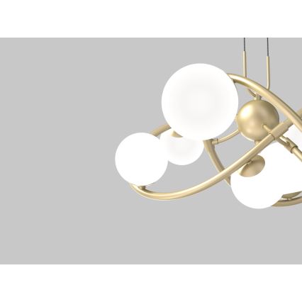 Wofi 7014-1401 - LED ljuskrona med textilsladd NANCY 14xG9/3,5W/230V guld/vit