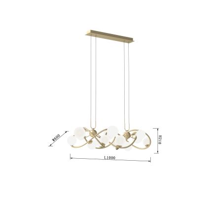 Wofi 7014-1401 - LED ljuskrona med textilsladd NANCY 14xG9/3,5W/230V guld/vit