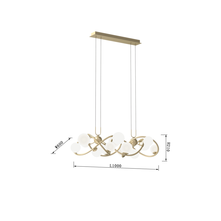 Wofi 7014-1401 - LED ljuskrona med textilsladd NANCY 14xG9/3,5W/230V guld/vit