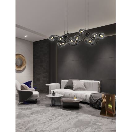 Wofi 7014-1405 - LED ljuskrona med textilsladd NANCY 14xG9/3,5W/230V svart/skinande krom