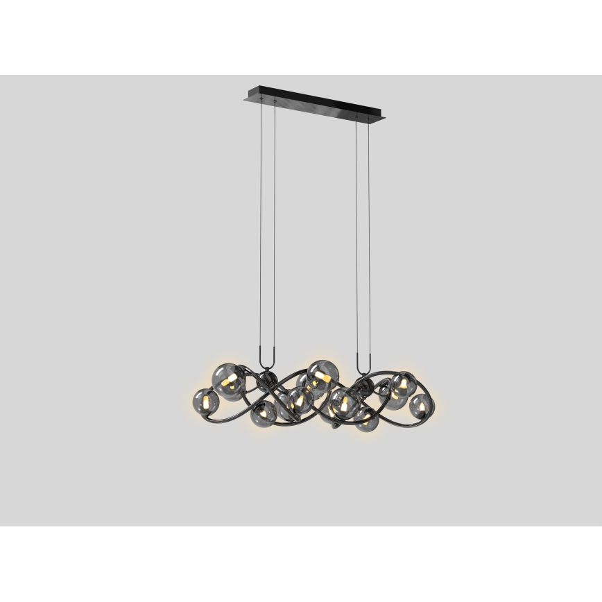 Wofi 7014-1405 - LED ljuskrona med textilsladd NANCY 14xG9/3,5W/230V svart/skinande krom