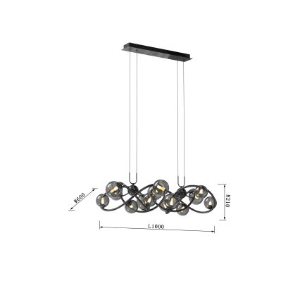 Wofi 7014-1405 - LED ljuskrona med textilsladd NANCY 14xG9/3,5W/230V svart/skinande krom