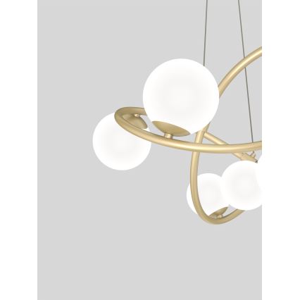Wofi 7014-801 - LED ljuskrona med textilsladd NANCY 8xG9/3,5W/230V guld/vit