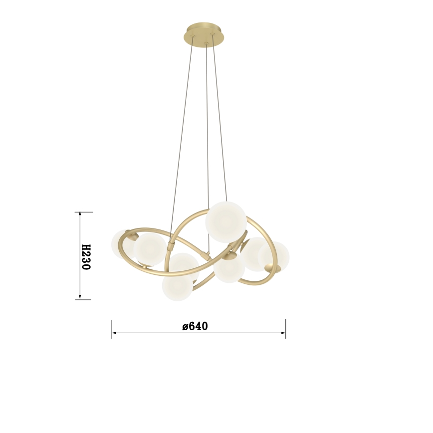 Wofi 7014-801 - LED ljuskrona med textilsladd NANCY 8xG9/3,5W/230V guld/vit