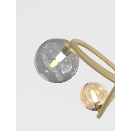 Wofi 7014-804 - LED ljuskrona med textilsladd NANCY 8xG9/3,5W/230V guld/grå