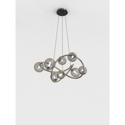 Wofi 7014-805 - LED ljuskrona med textilsladd NANCY 8xG9/3,5W/230V svart/skinande krom