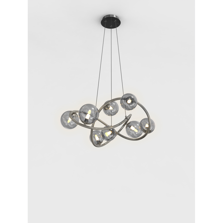 Wofi 7014-805 - LED ljuskrona med textilsladd NANCY 8xG9/3,5W/230V svart/skinande krom