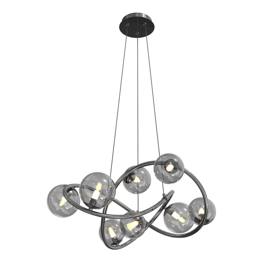 Wofi 7014-805 - LED ljuskrona med textilsladd NANCY 8xG9/3,5W/230V svart/skinande krom