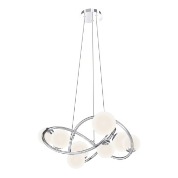 Wofi 7014-807 - LED ljuskrona med textilsladd NANCY 8xG9/3,5W/230V skinande krom
