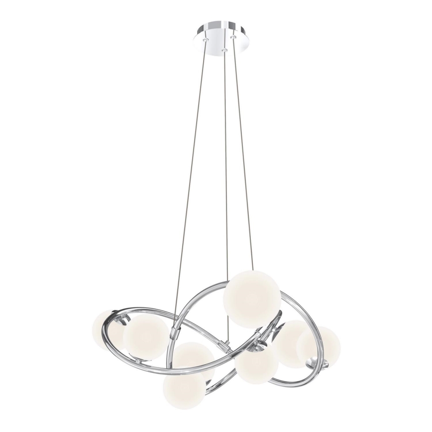 Wofi 7014-807 - LED ljuskrona med textilsladd NANCY 8xG9/3,5W/230V skinande krom