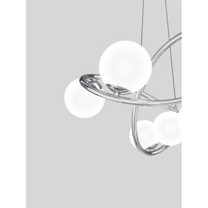 Wofi 7014-807 - LED ljuskrona med textilsladd NANCY 8xG9/3,5W/230V skinande krom