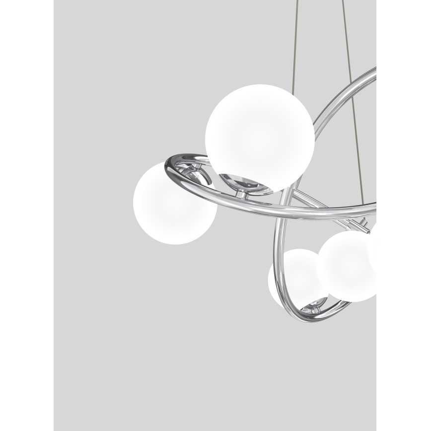 Wofi 7014-807 - LED ljuskrona med textilsladd NANCY 8xG9/3,5W/230V skinande krom