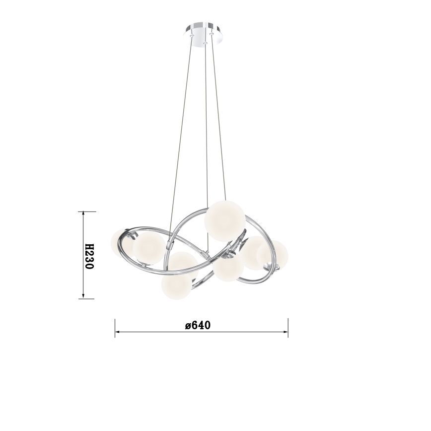 Wofi 7014-807 - LED ljuskrona med textilsladd NANCY 8xG9/3,5W/230V skinande krom