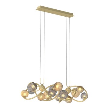 Wofi 7015-1404 - LED ljuskrona med textilsladd METZ 14xG9/3,5W/230V guld/grå