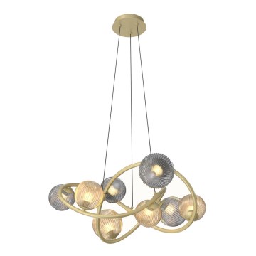 Wofi 7015-804 - LED ljuskrona med textilsladd METZ 8xG9/3,5W/230V guld/grå