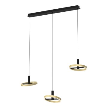 Wofi 7016-304 - LED ljusreglerad ljuskrona på textilsladd BREST LED/26W/230V svart/guld