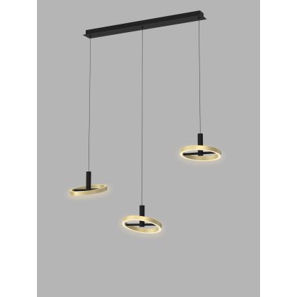 Wofi 7016-304 - LED ljusreglerad ljuskrona på textilsladd BREST LED/26W/230V svart/guld